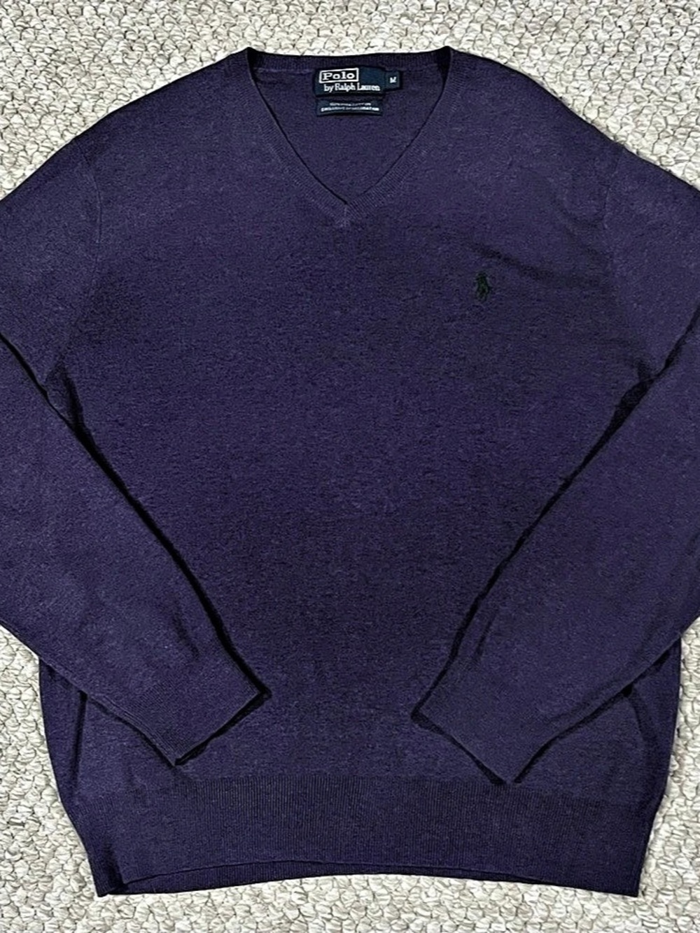 Polo By Ralph Lauren Pima Cotton V-Neck Pullover Sweater Men's Size M Purple